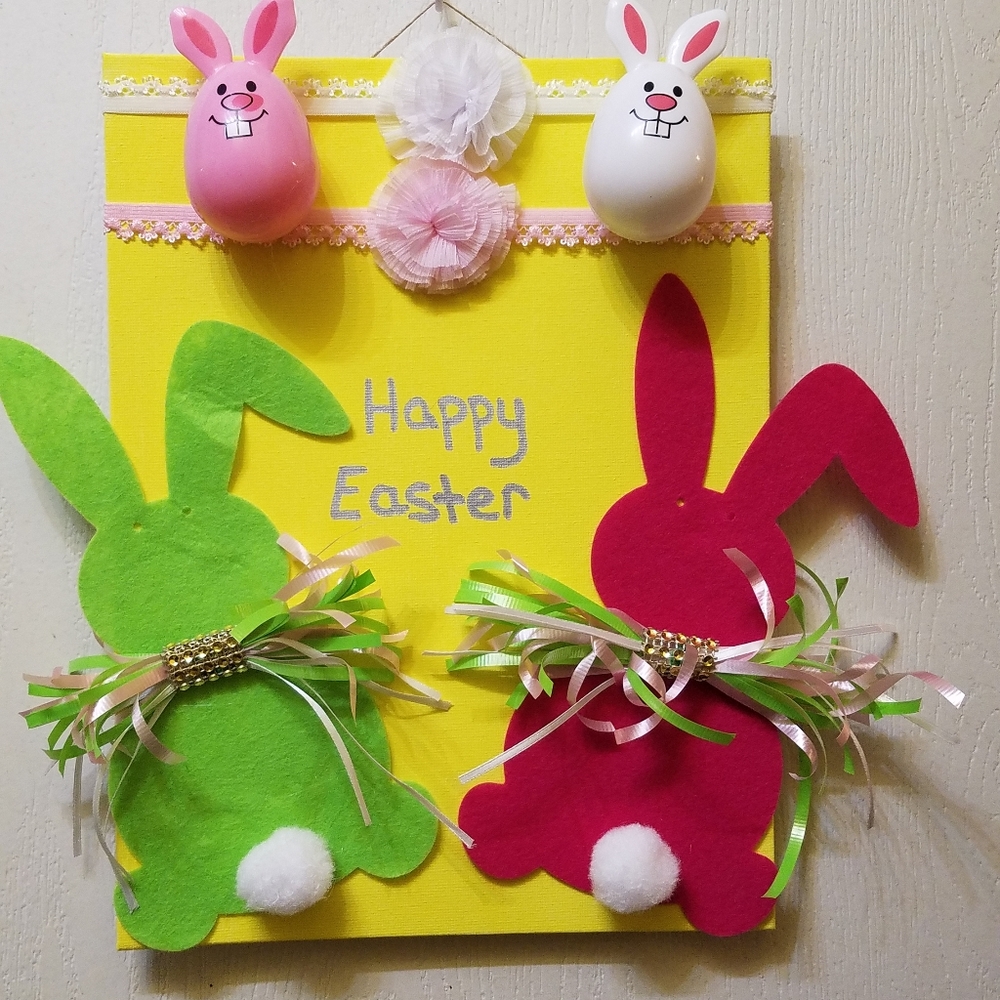 Handmade Easter Wall Decor.  A decorative 9×12 canvas board wall decor Please